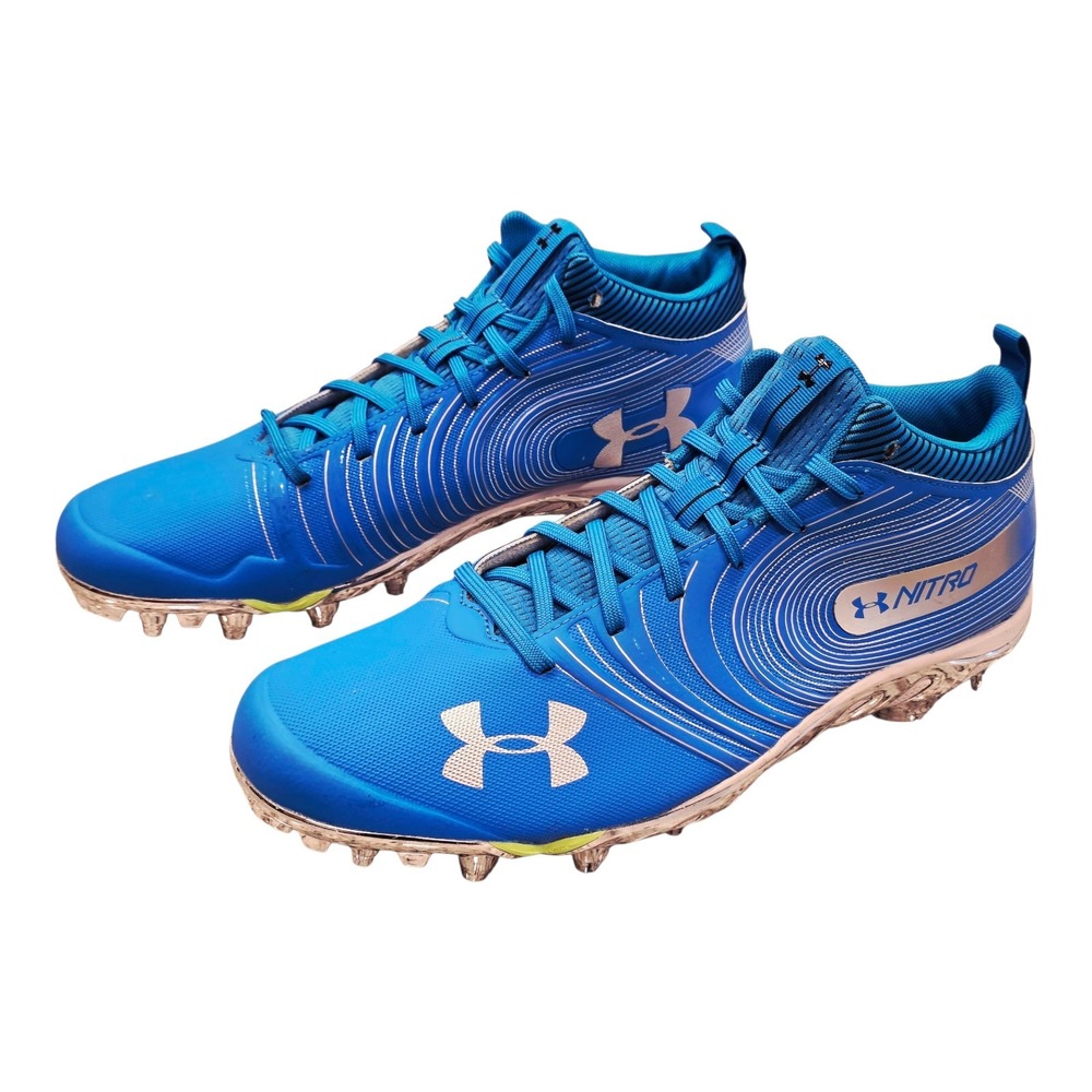 Under Armour Team Nitro Mid MC Football Cleats Blue Mens 12.5 3021742-301